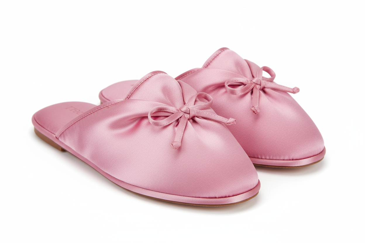 pink silk slippers