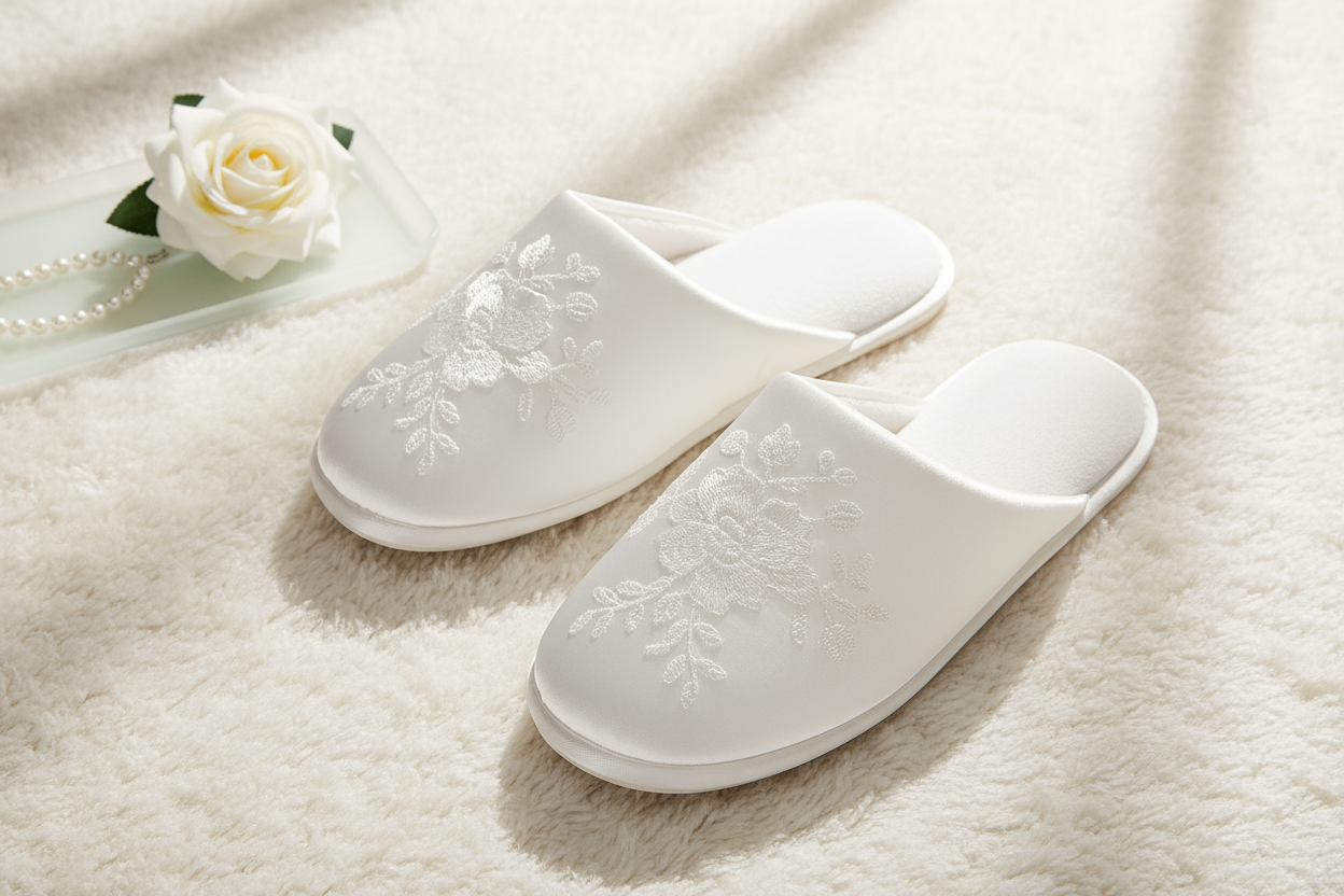 white silk slippers